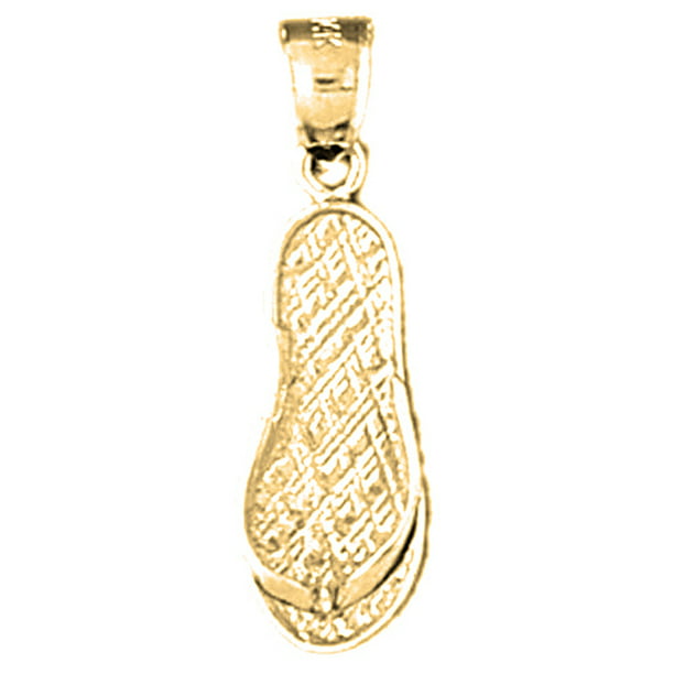 Jewels Obsession 3D Flip Flop Necklace 14K Yellow Gold-plated 925 Silver 3D Flip Flop Pendant with 16 Necklace 